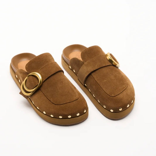 PASCAL LEATHER MULE - SUEDE TAN