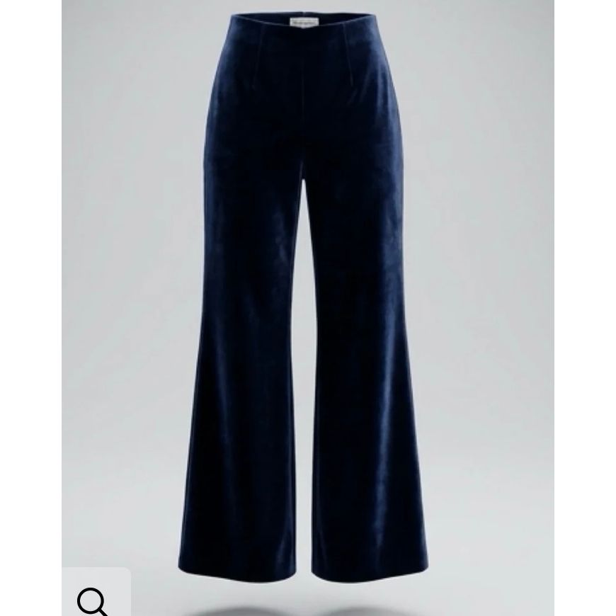 French Navy Velvet Flared Pants  with elasticated waistband