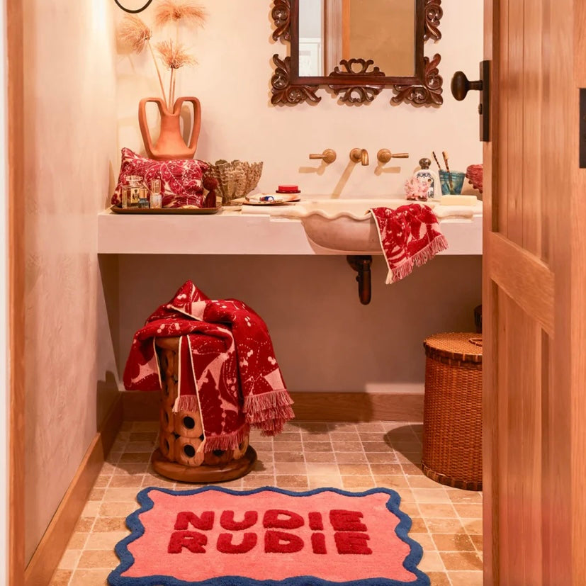 Amalie Nudie Bath Mat-Hibiscus-Sage & Clare