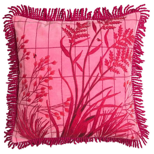 Adelyn Embroidered Cushion - Cosmo Pink