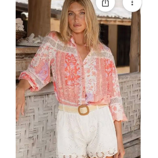 Miss June Paris Gianna Shirt -Multi Pink