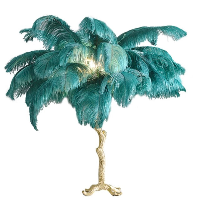 BURLESQUE FEATHERED TABLE LAMP -EMERALD GREEN