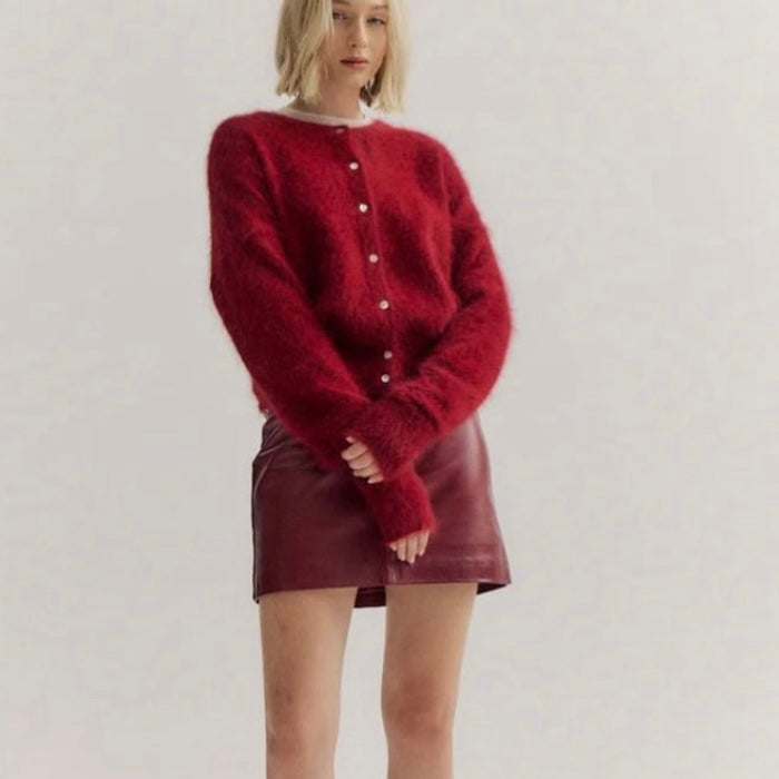 FRANKIE CREW CASHMERE CARDIGAN-MERLOT
