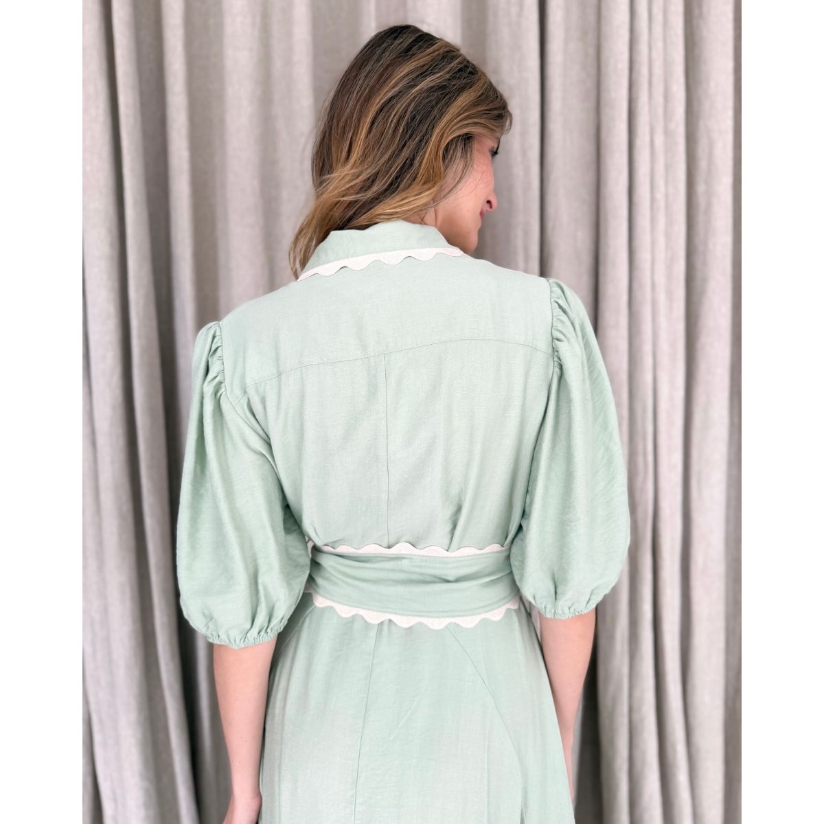 Sabel Midi Dress -Sage & White