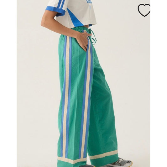 La Mer Striped Pant- Green -Araminta James