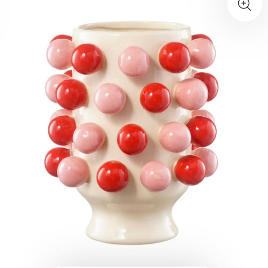 Bubble Vase - red and light pink balls