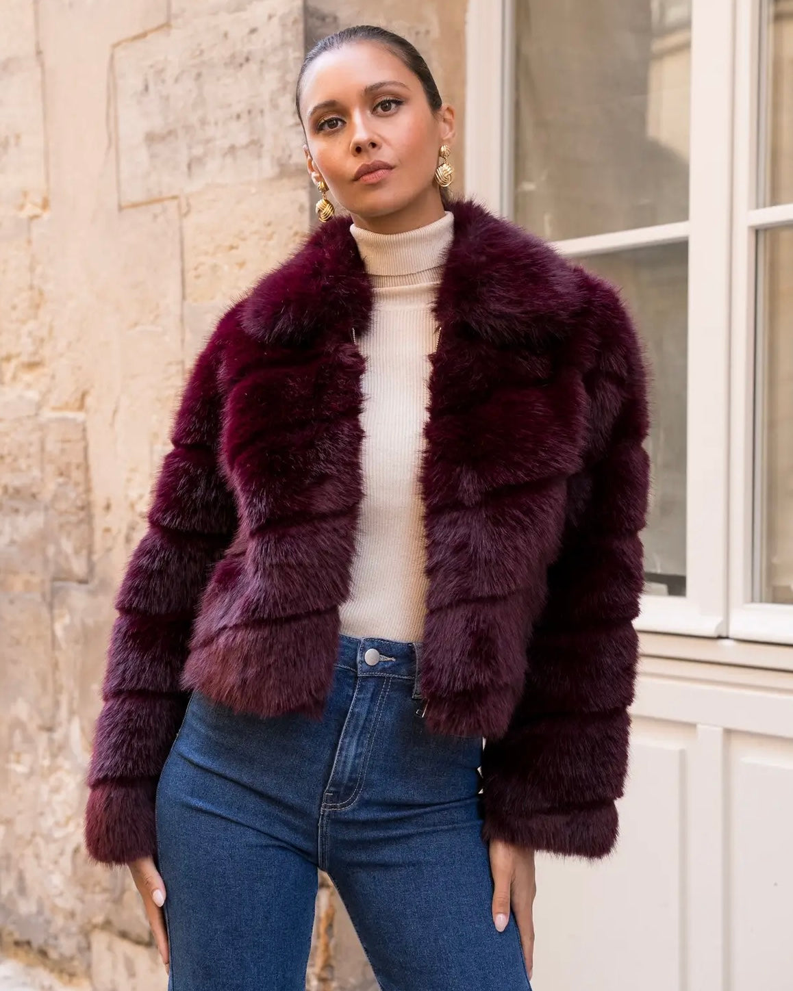Lisette Faux Fur - Merlot
