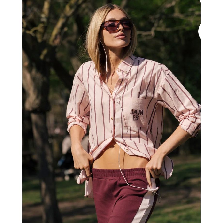 ALPINE COTTON STRIPE SHIRT-LIGHT BLUSH