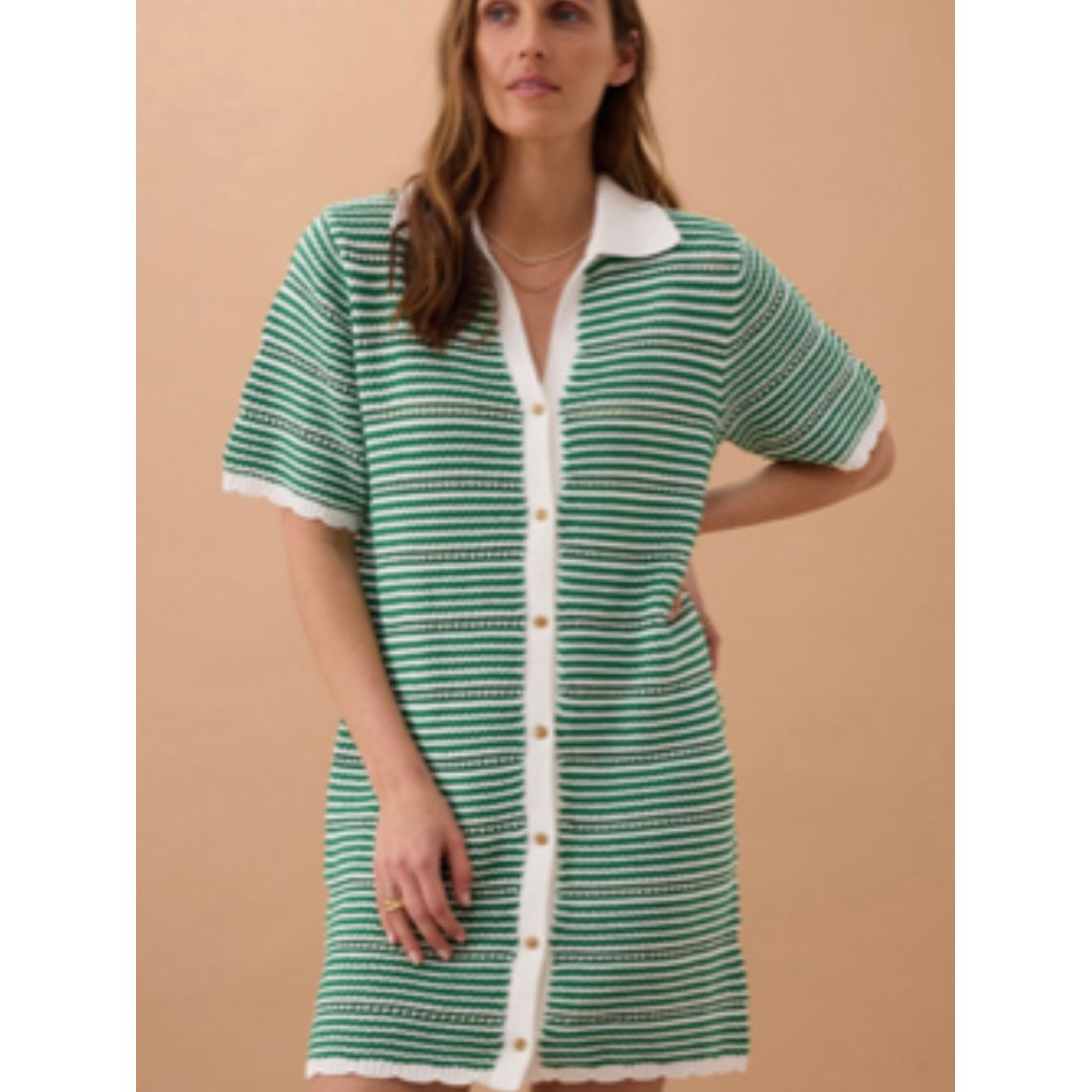 Nala Stripe Knit Mini-Apple Green & White Striped