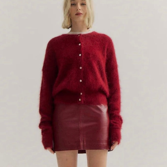 FRANKIE CREW CASHMERE CARDIGAN-MERLOT