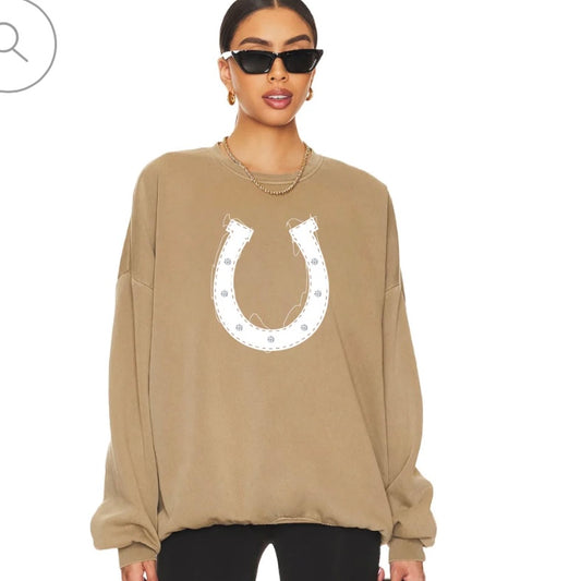 HORSESHOE PATCHWORK SWEATER -CAMEL