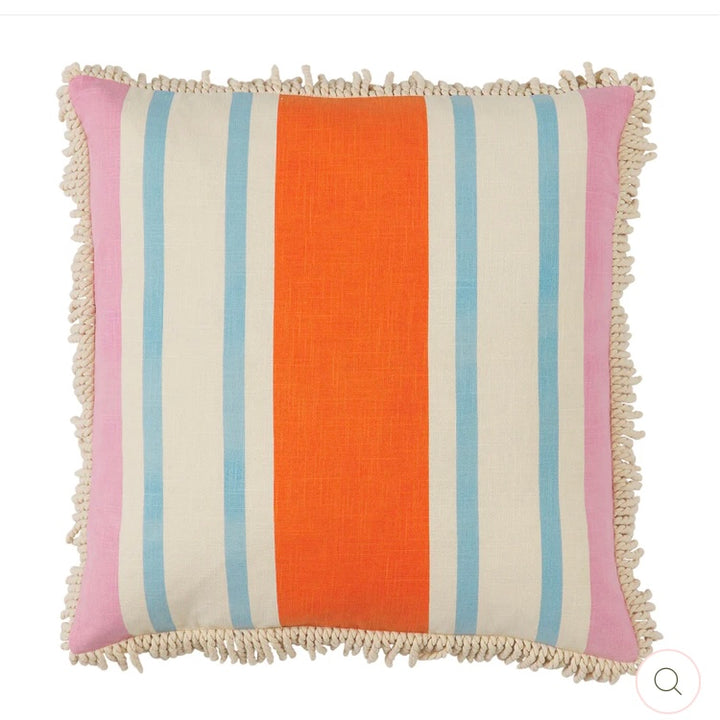 TISHY FRINGE CUSHION - DAHLIA-SAGE & CLARE