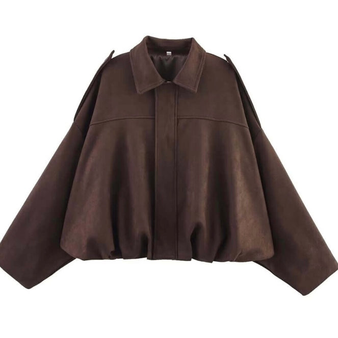Kikki Faux Suede Bomber -Chocolate