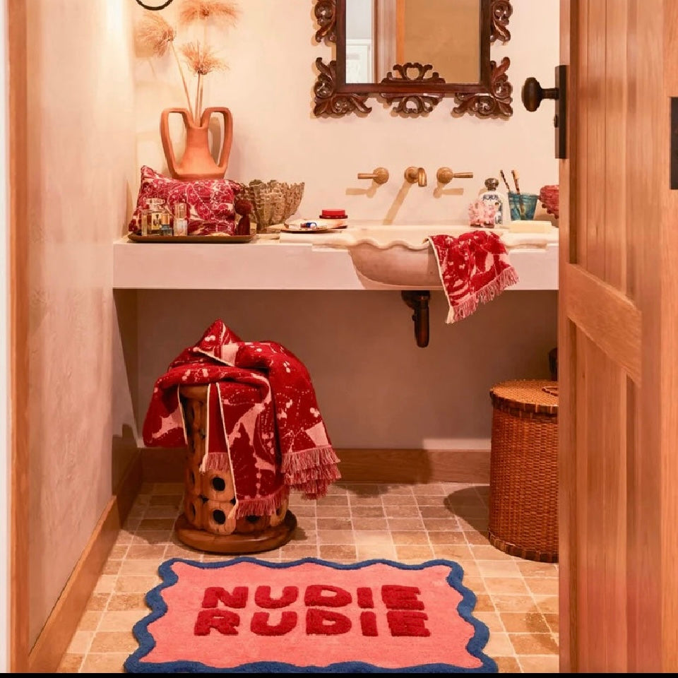 Amalie Nudie Bath Mat-Hibiscus-Sage & Clare