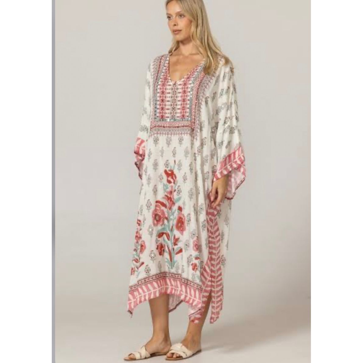 Miss June Paris Tula  Kaftan - Pink Ecru