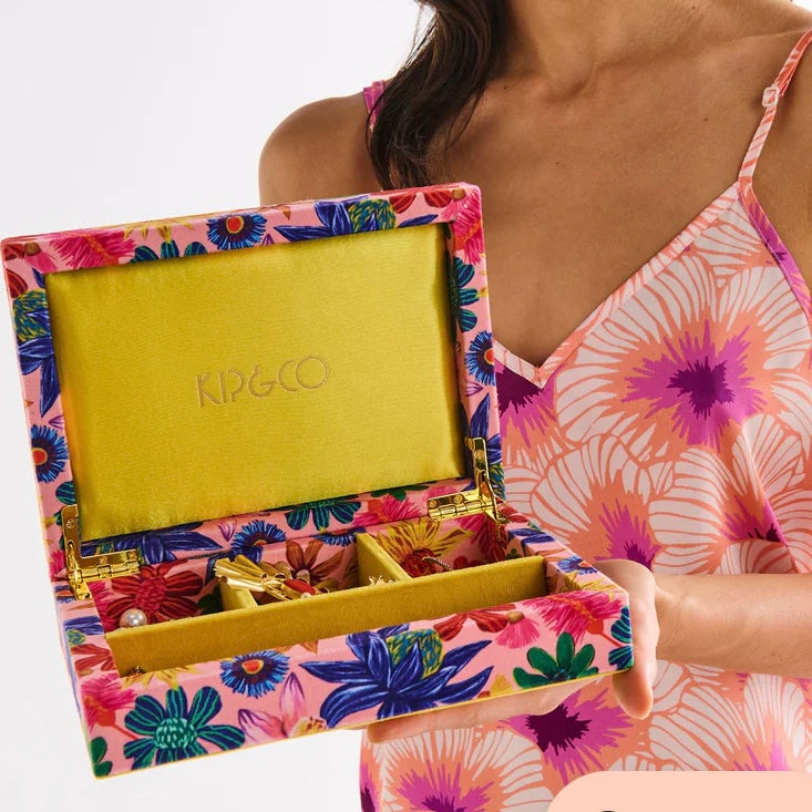 Wild Flowers In Bloom Velvet Jewellery Box Small-Kip & Co