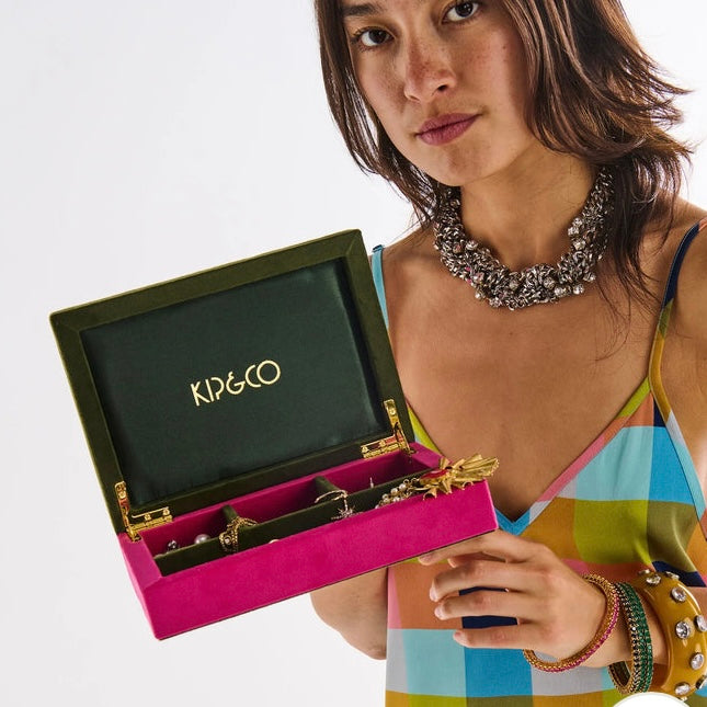 Prickly Pear Velvet Jewellery Box Small