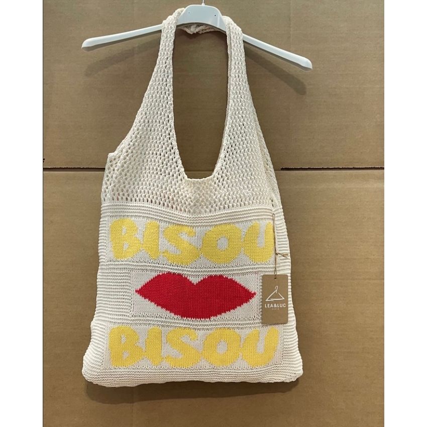 Bisou Bisou Knitted Shoulder Bag | Cream/Lemon