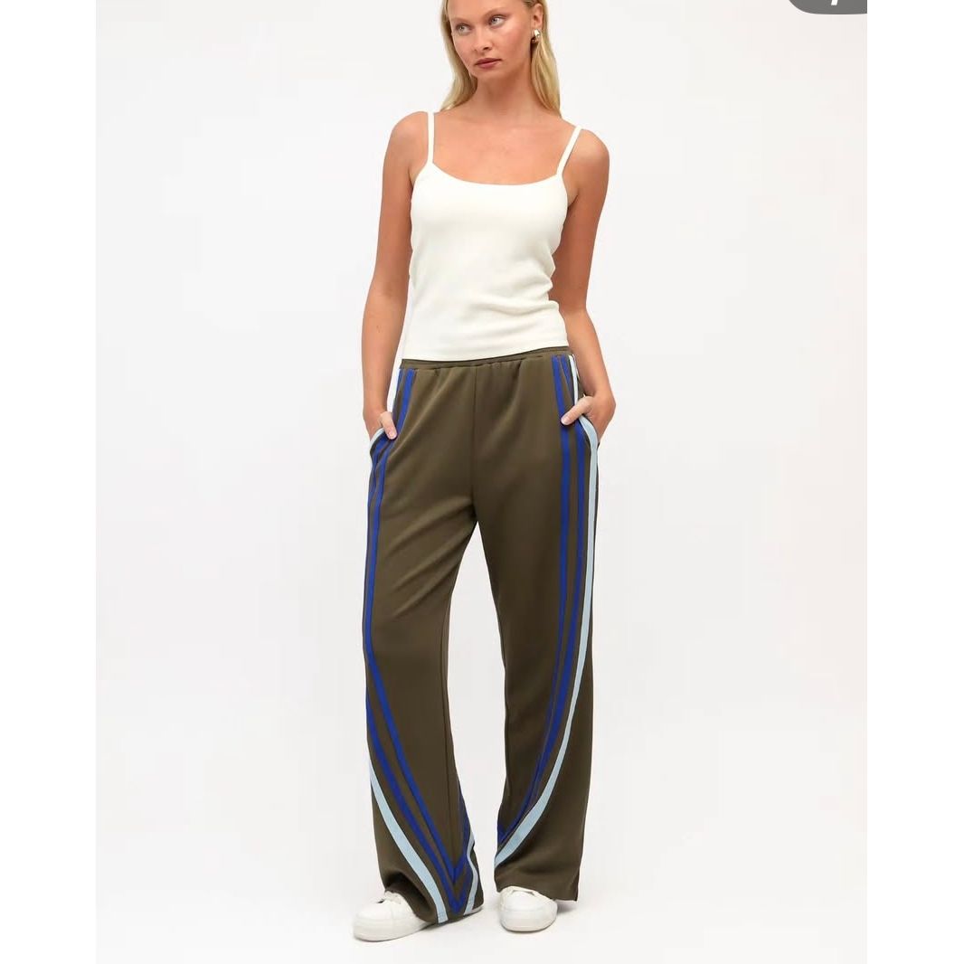 Nova Striped Track Pant - Khaki