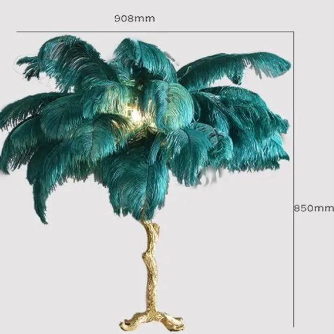 BURLESQUE FEATHERED TABLE LAMP -EMERALD GREEN