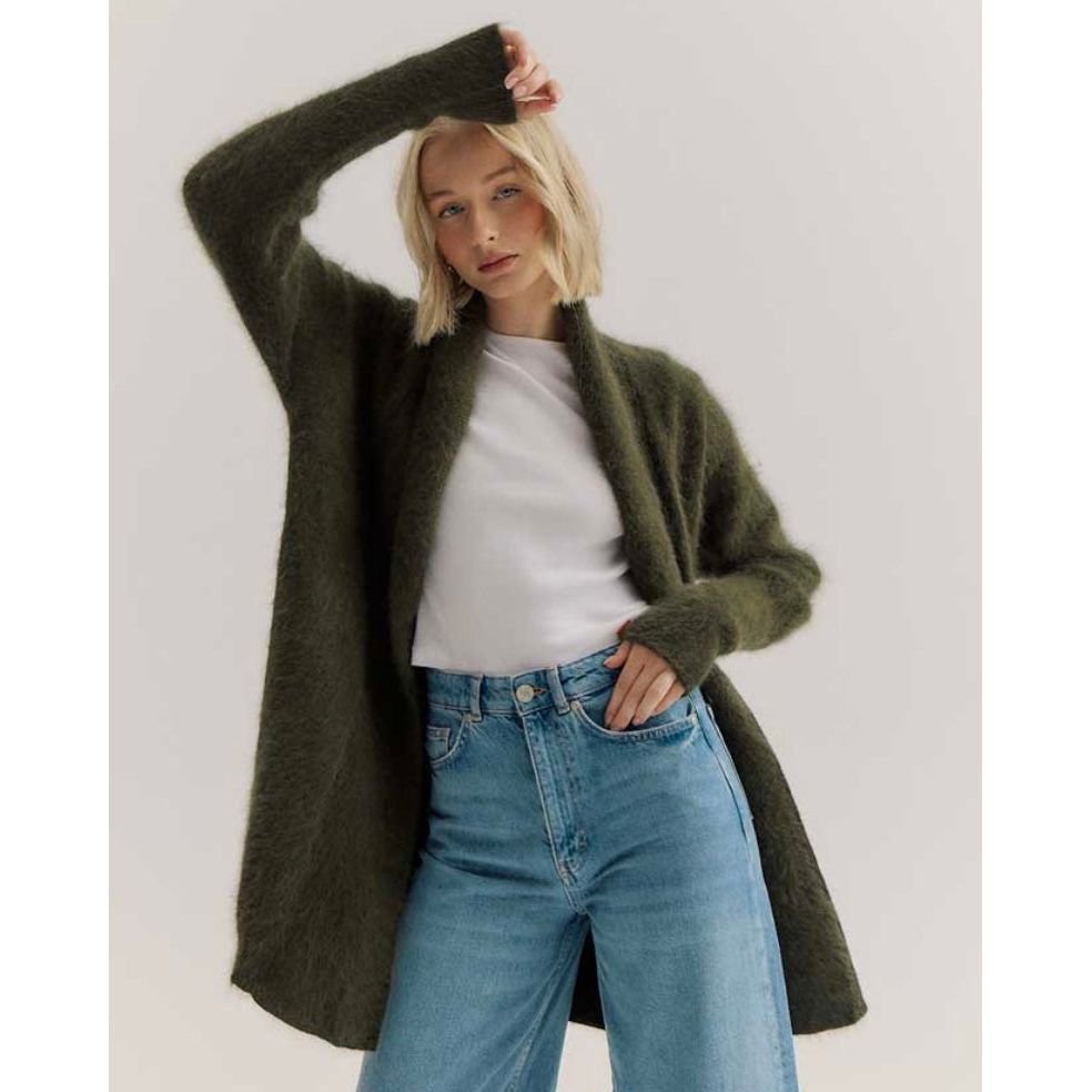 SOPHIA OPEN CASHMERE CARDIGAN-MOSS