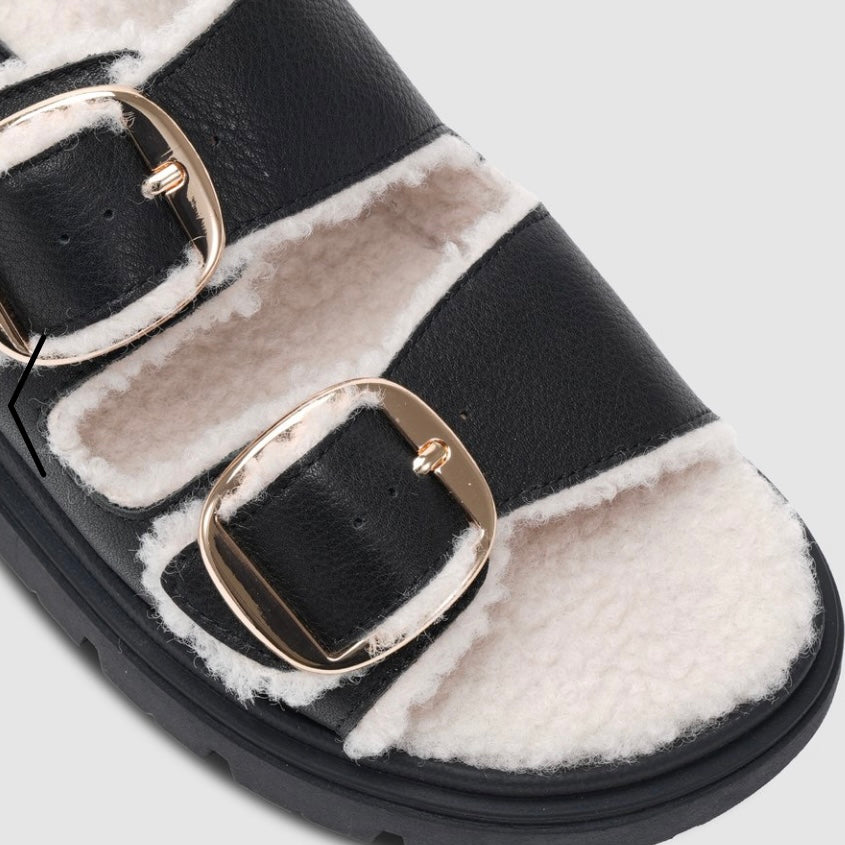 Sammie Leather Slides -Black
