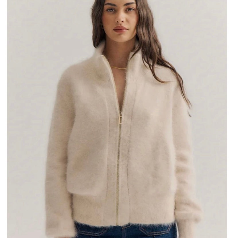 FELIX ZIP CARDIGAN- OATMEAL