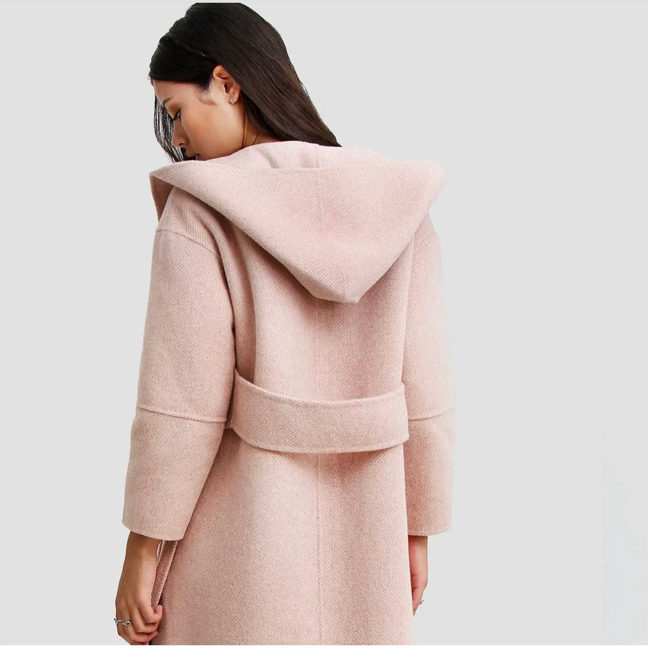Lulu Wool Blend Hooded Oversized Coat-Blossom
