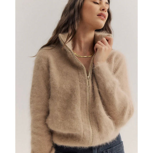 FELIX ZIP CARDIGAN - LATTE