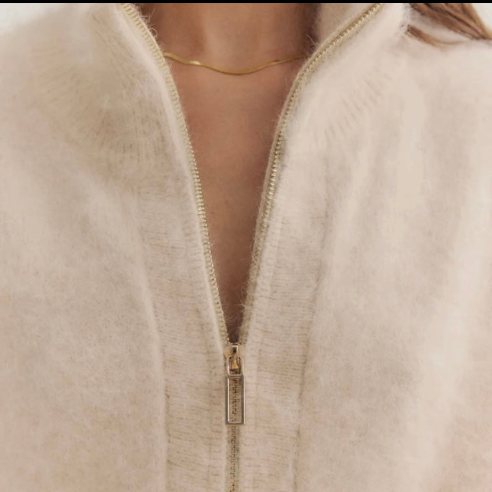 FELIX ZIP CARDIGAN- OATMEAL