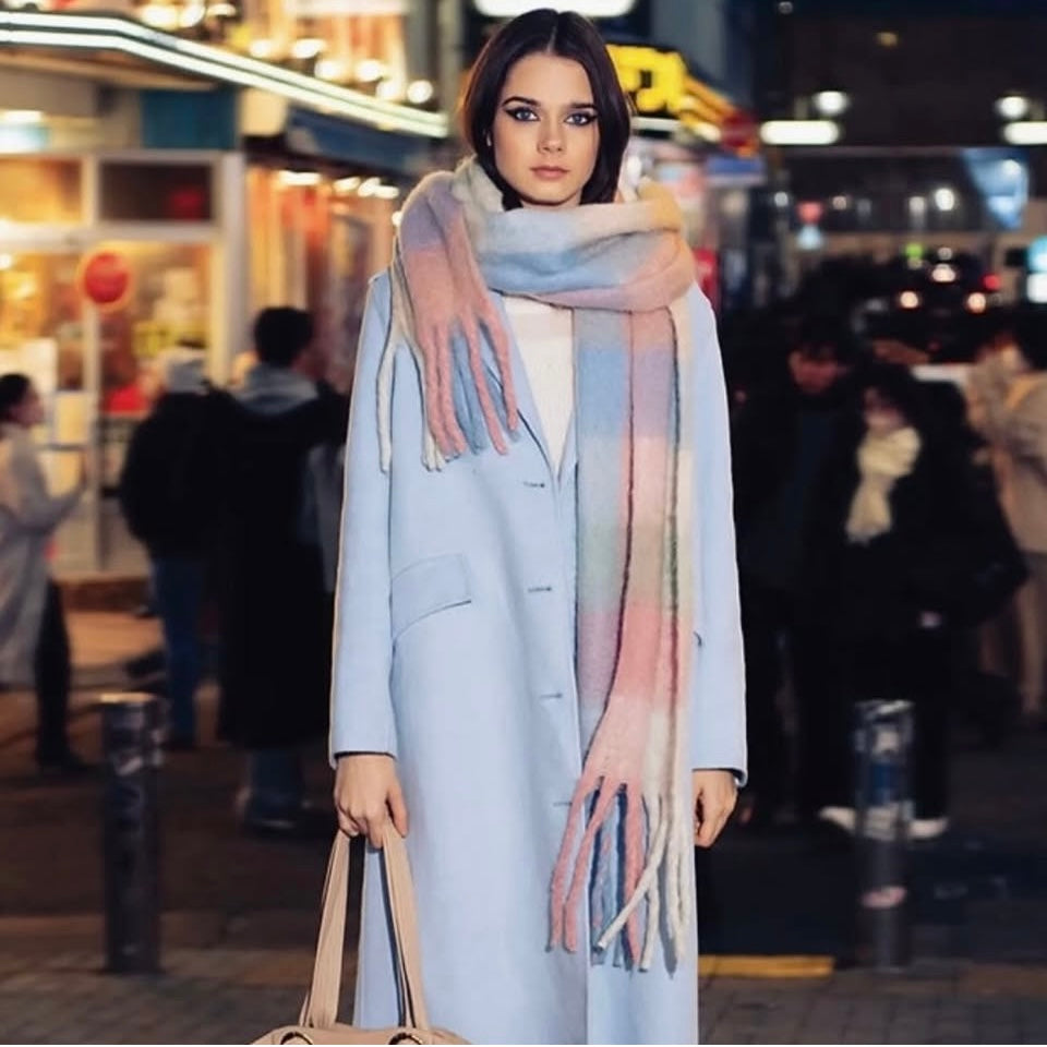 Sassie Longline Wool Coat-Powder Blue