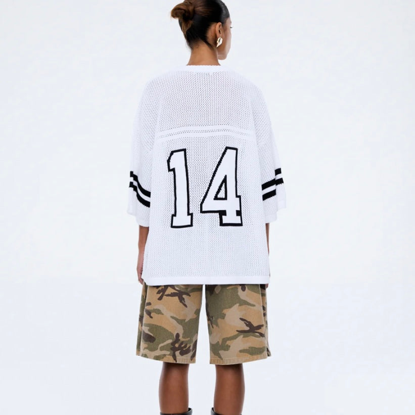 Ena Pelly - Harper Crochet Knit Jersey-Vintage White