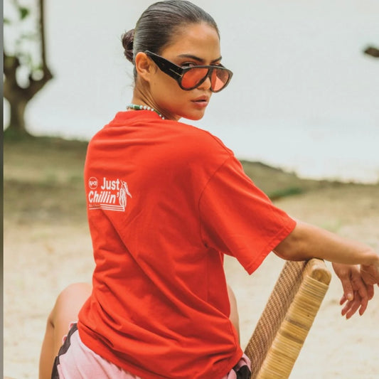 CHILLIN OVERSIZED TEE- POPPY RED