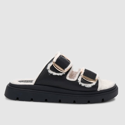 Sammie Leather Slides -Black