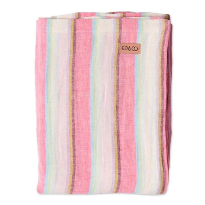 Rose Water Stripe Linen Tablecloth - Kip&Co
