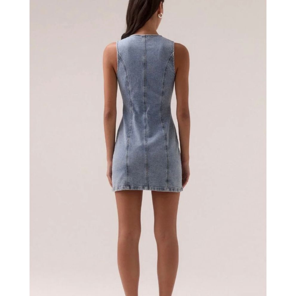 ETCH DENIM MINI DRESS - HERITAGE BLUE