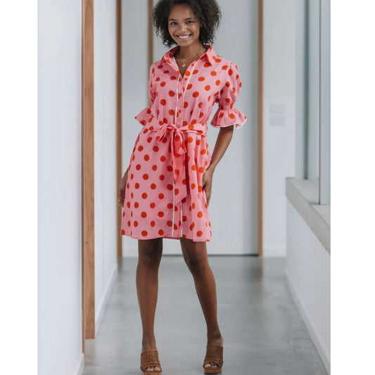 Astrid Polka Dot Dress-Pink & Cherry