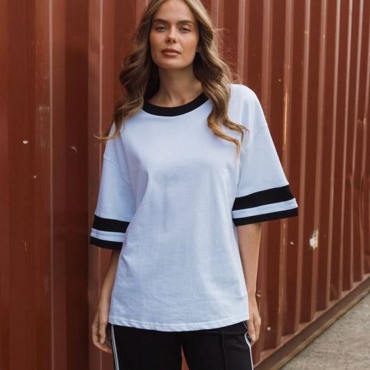 RACER TEE - WHITE/BLACK