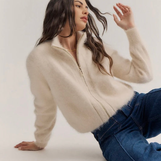 FELIX ZIP CARDIGAN- OATMEAL