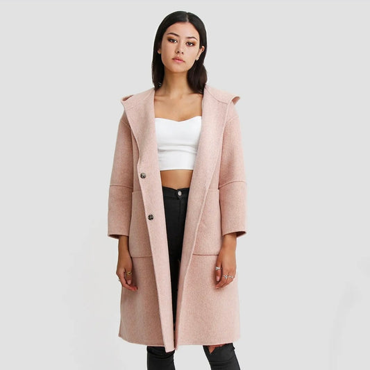 Lulu Wool Blend Hooded Oversized Coat-Blossom