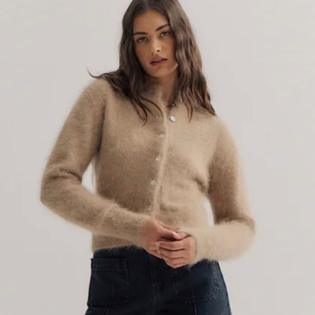 Bella Button up Cardigan - Latte