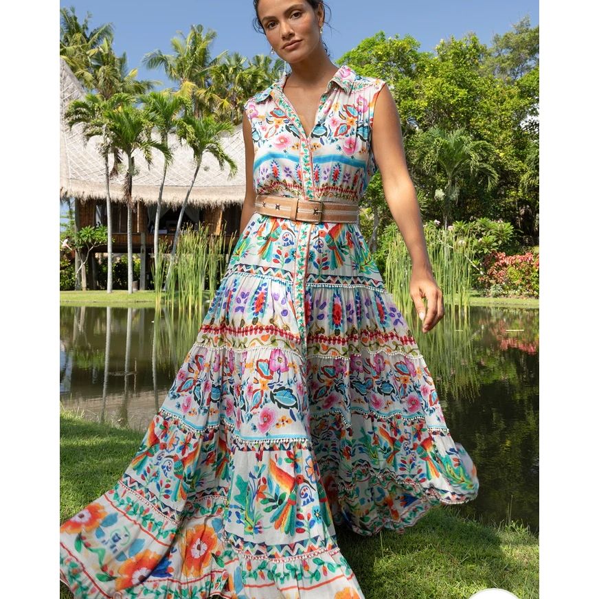 Miss June Paris Neela Dress -White/Multi- SOLD OUT -PRE ORDER