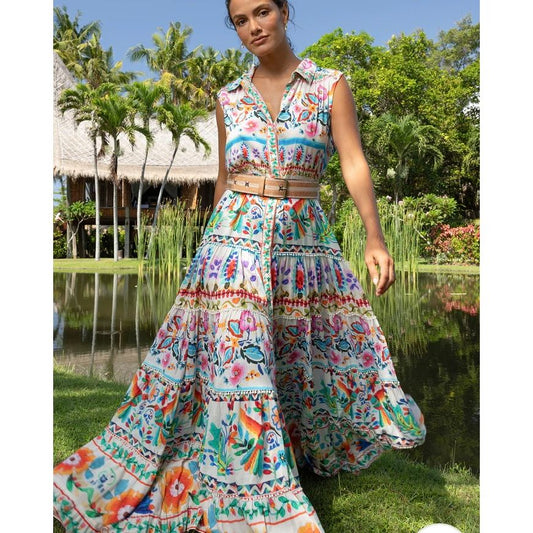 Miss June Paris Neela Dress -White/Multi- SOLD OUT -PRE ORDER