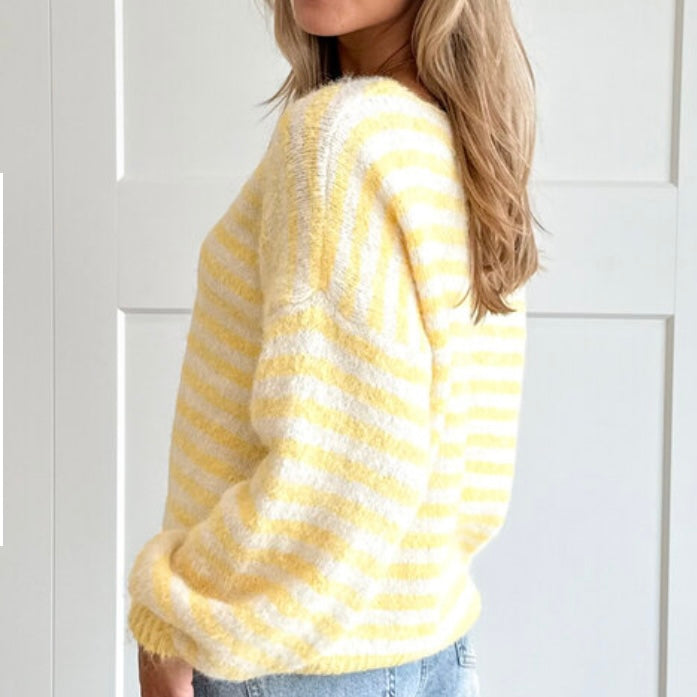 Lulu Striped Cardigan- Lemon & Snow