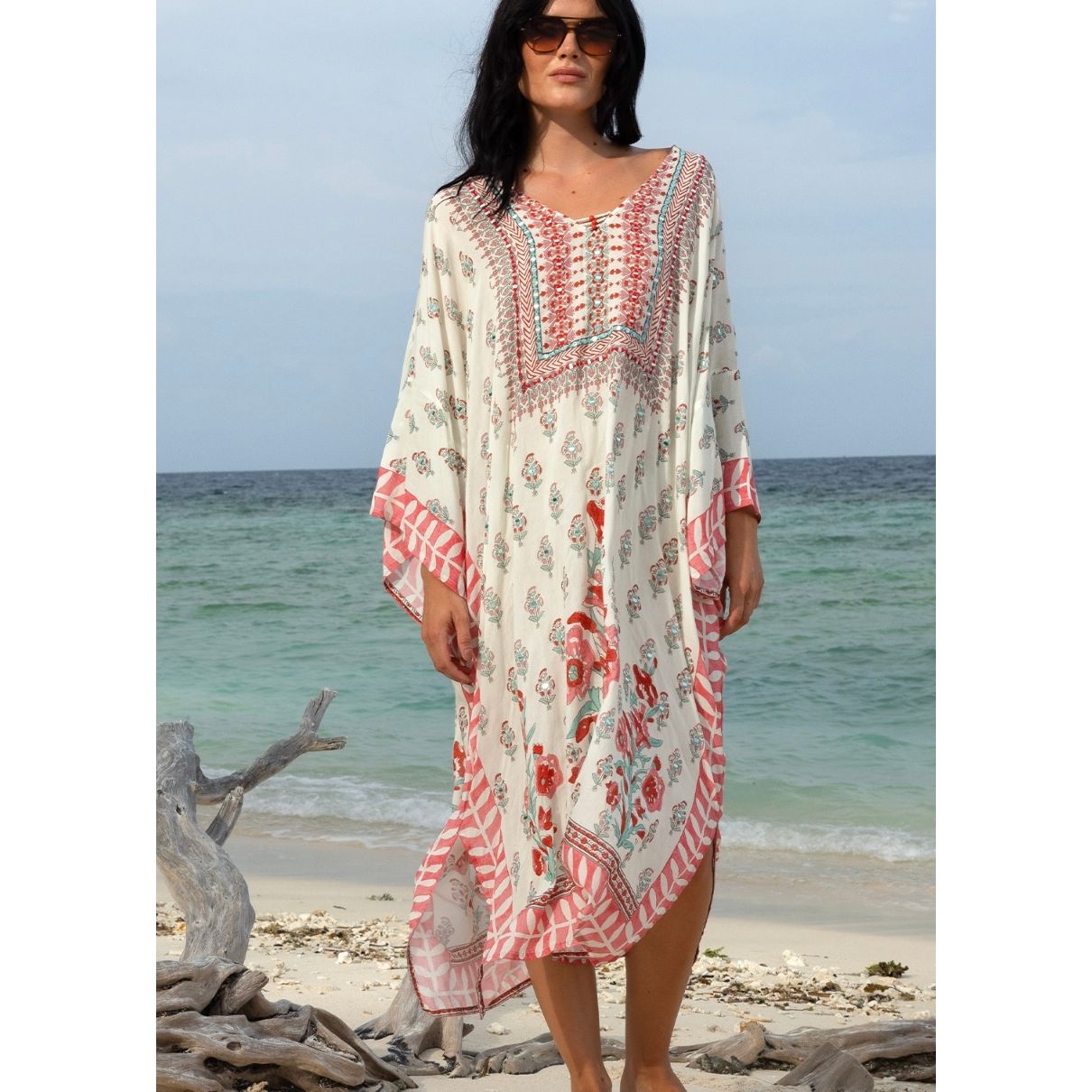Miss June Paris Tula  Kaftan - Pink Ecru