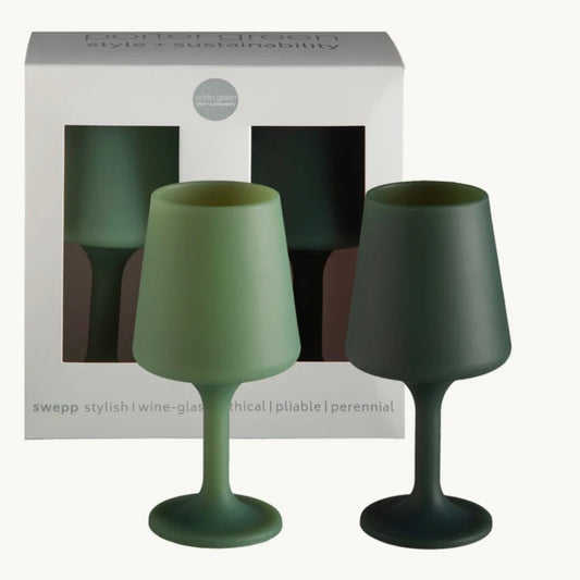 sage + olive | swepp | silicone unbreakable wine glasses