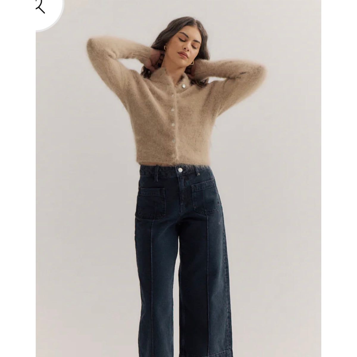 Bella Button up Cardigan - Latte