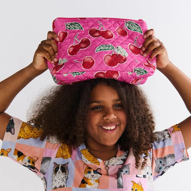 Cherry Blossom Quilted Cotton Toiletry Purse-Kip & Co