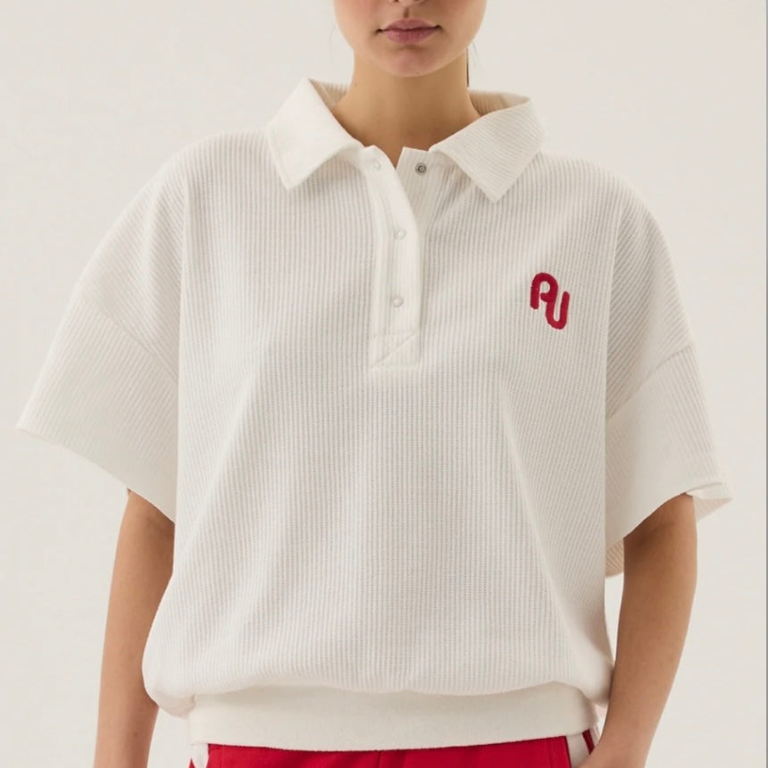 AJ WAFFLE SHORT SLEEVE SWEATSHIRT -SNOW