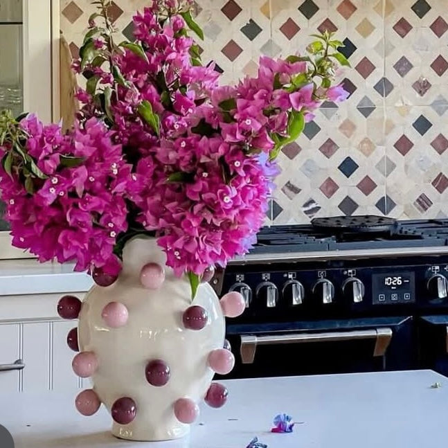 Ceramic Bubble Vase | Burgundy & Pink Balls